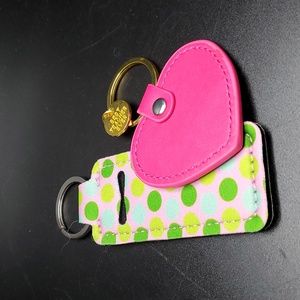 💙Set of 2 Keychains- 1 Poka Dot Chapstick Holder & 1 Heart "Best Teacher Ever"